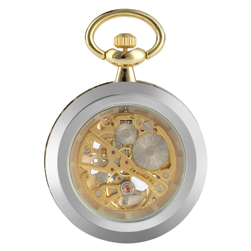 Antique Mechanical Hand Wind Pocket Watch Open Face Skeleton Roman Numerals Dial Pendant Watches Fob Chain Steampunk Xmas Gifts