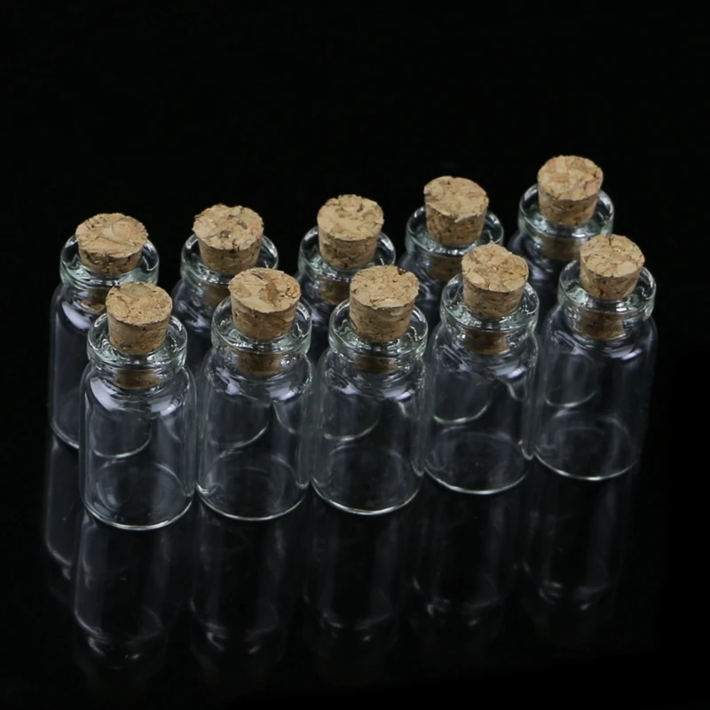 10pcs Mini Glass Wish Bottle Vial with Cork Stopper Storage Pendant 0.5/1/2/20mL P82C 3