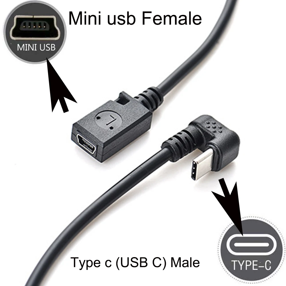 180 Gradi Usb 3.1 Tipo C Maschio A Mini Usb Femmina Su E Giù Adattatore Convertitore Usb C Angolato Per Cellulare Cellulare Tablet Pc