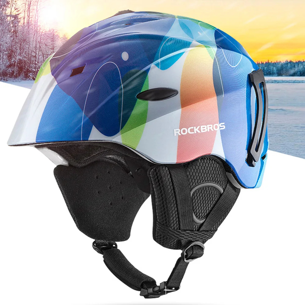 ROCKBROS интегрированный лыжный шлем Зимний теплый ультра-светильник дышащий велосипедный шлем для верховой езды лыжный шлем спортивное оборудование безопасности