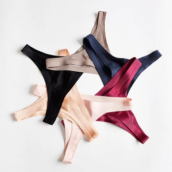 

Ice Silk Thong Sexy Panties Seamless G String Underwear Women Low-Rise Thongs Women Lingerie Bikini T Back Cotton Crotch