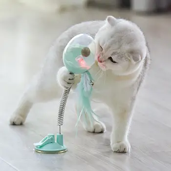 

Tumbler Swinging Spring Ball Flash Teasing Toy with Bell Feather Cat Pet Toy