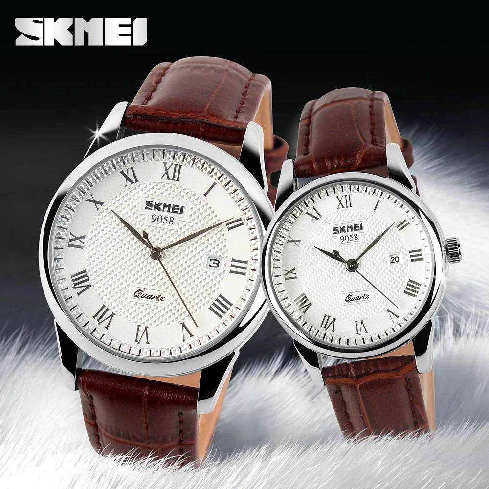 

Skmei Classic Men Business Leather Belt Quartz Watch Waterproof Couple Watch