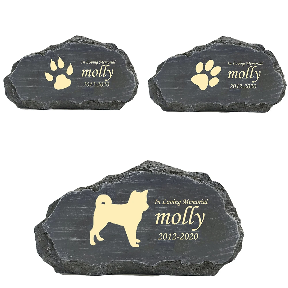 Personalized Pet Memorial Stone Mountain Shape Customizable Name&Date For 1-24 Patterns