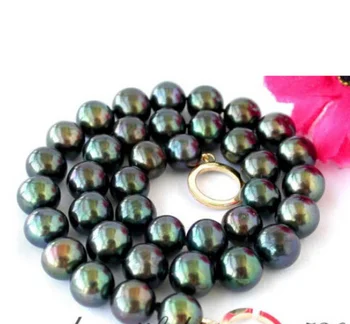 

FREE SHIPPING 00102 Tahitian black fw pearl necklace 14KGP