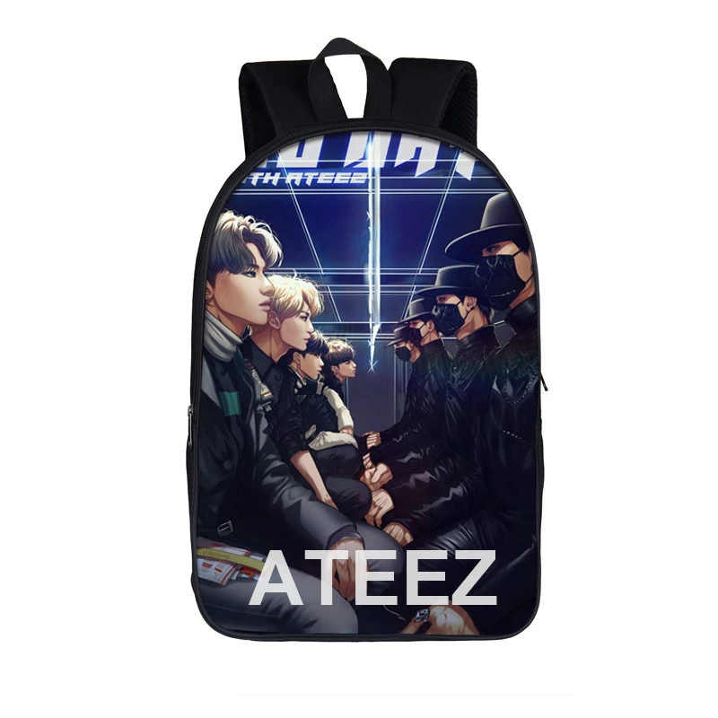 KPOP Ateez 3D студенческий рюкзак Холщовая Сумка для колледжа рюкзак женская сумка вентиляторы ответ на помощь - Цвет: 1