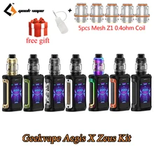 Новое поступление Geekvape Aegis X Zeus Комплект 200 Вт коробка мод от Dual 18650 Fit 510 нить Zeus Subohm Vape атомайзер с сетчатой катушкой