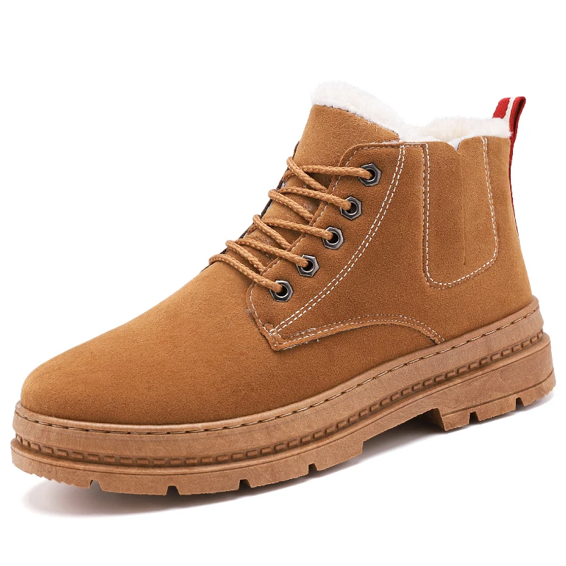 MLEAM/теплые зимние ботинки; мужские ботинки из искусственной кожи высокого качества; стиль; удобные дышащие уличные плюшевые зимние мужские ботинки - Цвет: Brown
