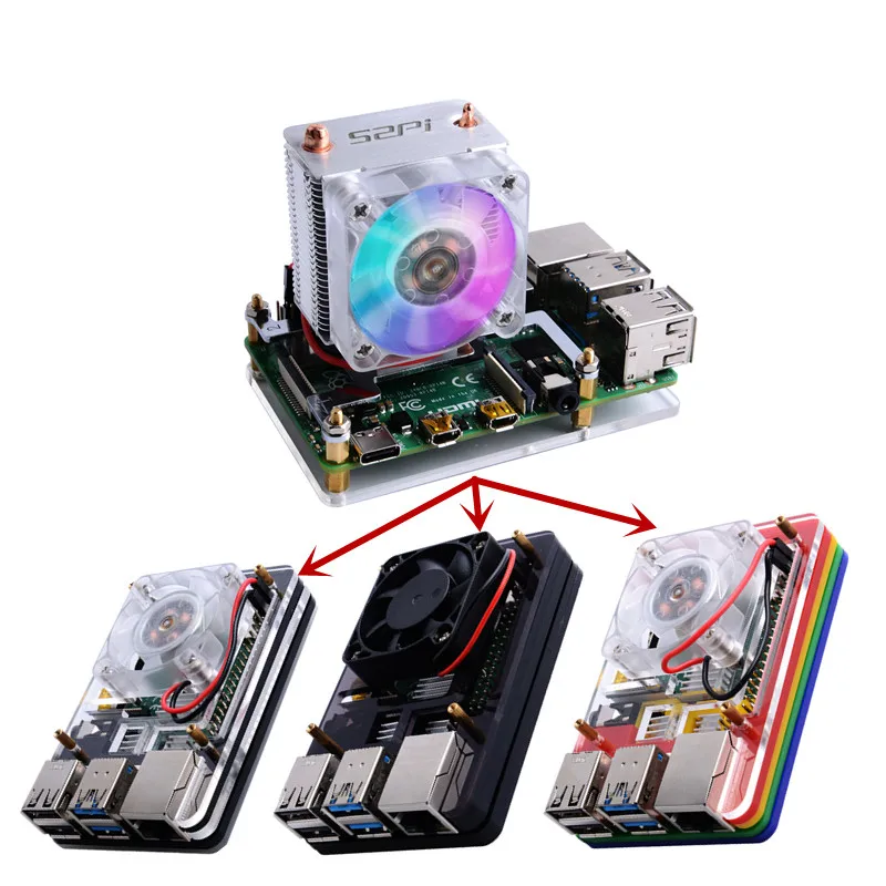 Вентилятор охлаждения elerow 52Pi ICE Башня Raspberry Pi 40x40x10 светодиодный светильник с