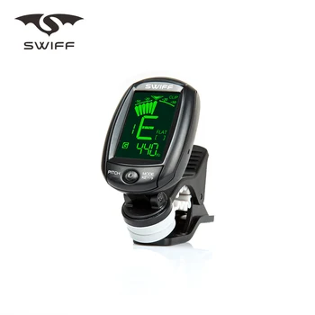 

SWIFF A3 Rotatable Clip-on Tuner LCD Display Supports Vibration & Microphone Tuning for Chromatic Guitar Bass Ukulele Violin