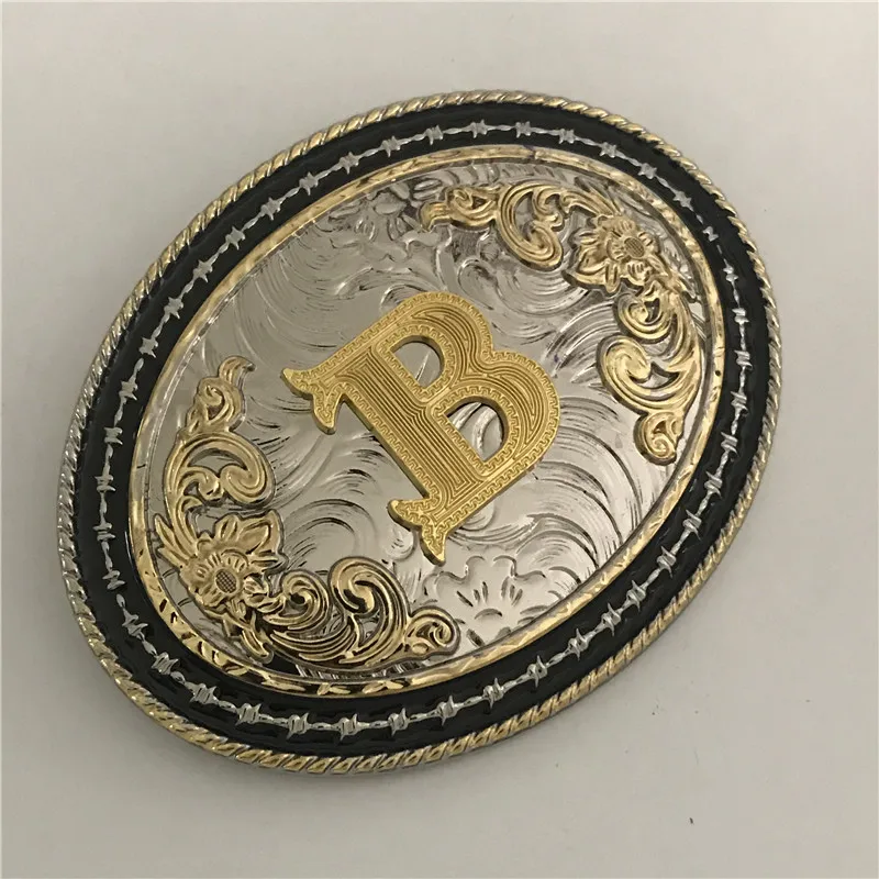 Розничная стиль овальная Золотая B Начальная буква пряжка для мужчин с металлической ковбойская пряжка для ремня ювелирные изделия для 4 см широкий пояс