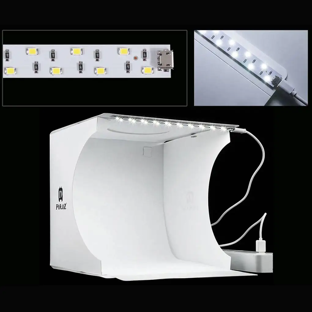 PULUZ 20 LEDs Portable Folding Small Photo Light White Box for Toys/Watch/Jewellery/Small Items
