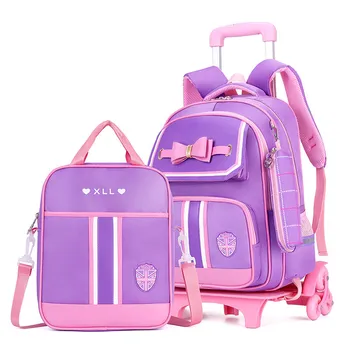 

3pcs/set Children Trolley school bag waterproof kids Backpack with 2/6 wheels high quality School Bags for girls travel bag