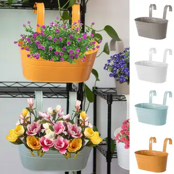 

1pcs Colorful Hanging Flower Pots Metal Iron Balcony Decor For Home Planter Detachable Hook Garden With Plant D0Z1
