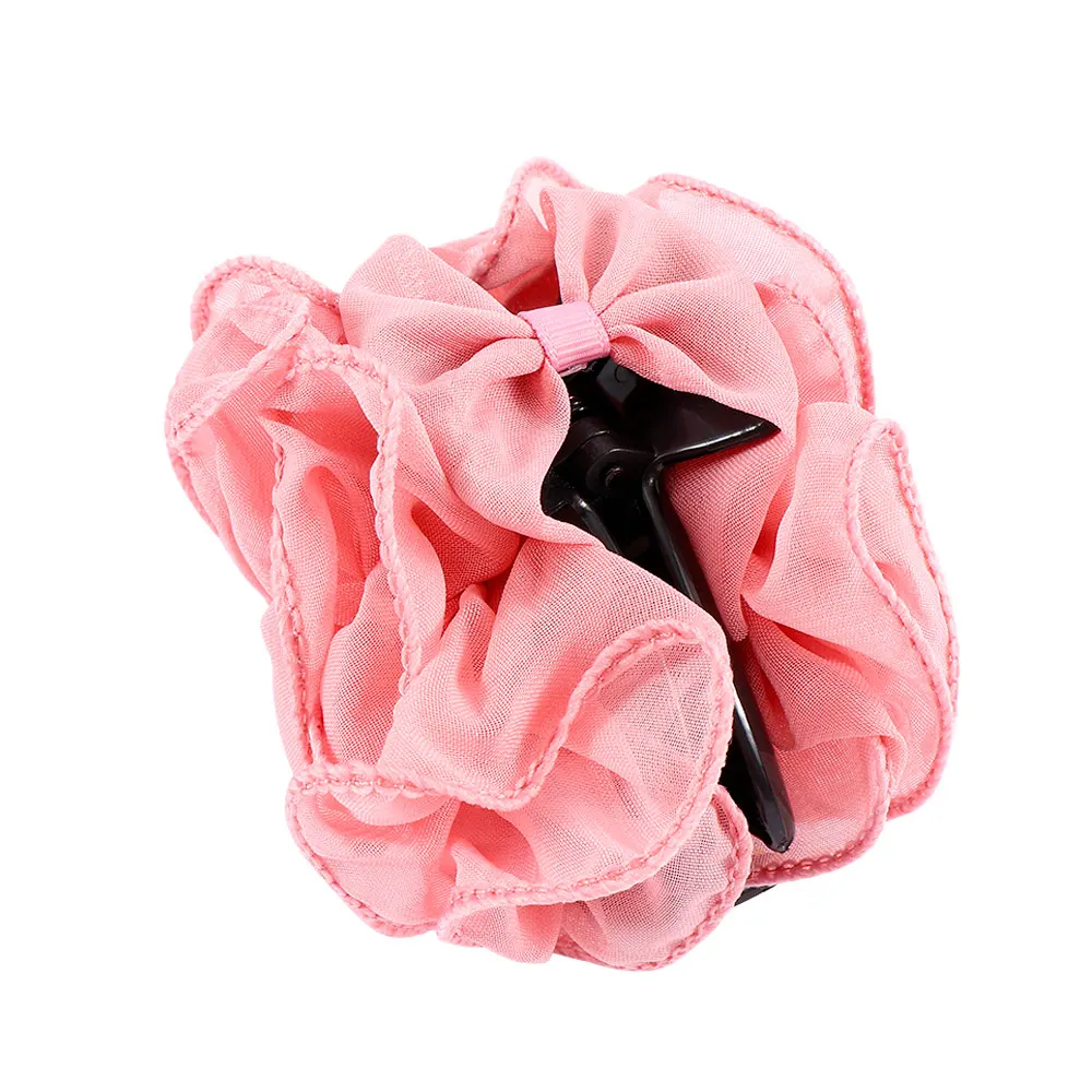 pink Заколка для волос с розовым цветком и бантом, заколка для волос, заколки для волос, Кристальный Краб заколка для волос для женщин, аксессуары для волос, инструмент для укладки волос - Цвет: pink