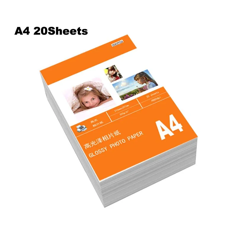 A4 20sheets 200g A4 200 г фотобумага Глянцевая принтер фотобумага для струйного принтера офисная глянцевая бумага 20 листов/100 листов - Цвет: A4 20sheets 200g