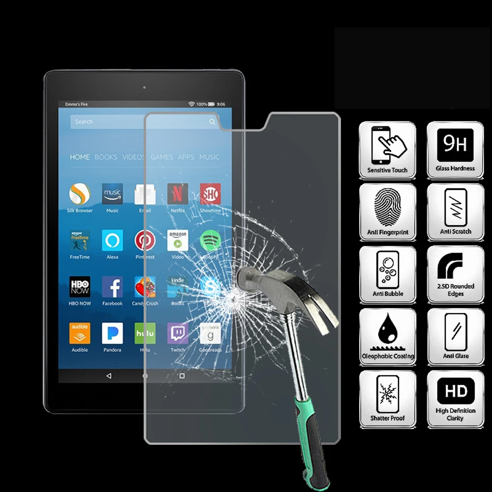 

For Amazon Fire HD 8 (2017) alexa Tablet Ultra Clear Tempered Glass Screen Protector Anti-friction Proective Film
