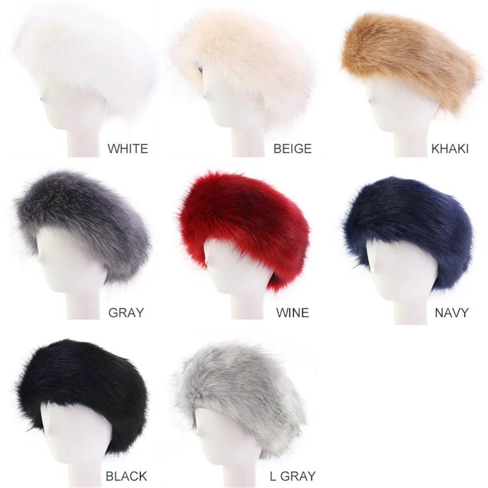 Winter Thick Fur Headband Fluffy  Faux Fur Women'S Girl Fur Headband Hat Winter Outdoor Warm Ski Cap Hot Sale mad bomber trapper hat