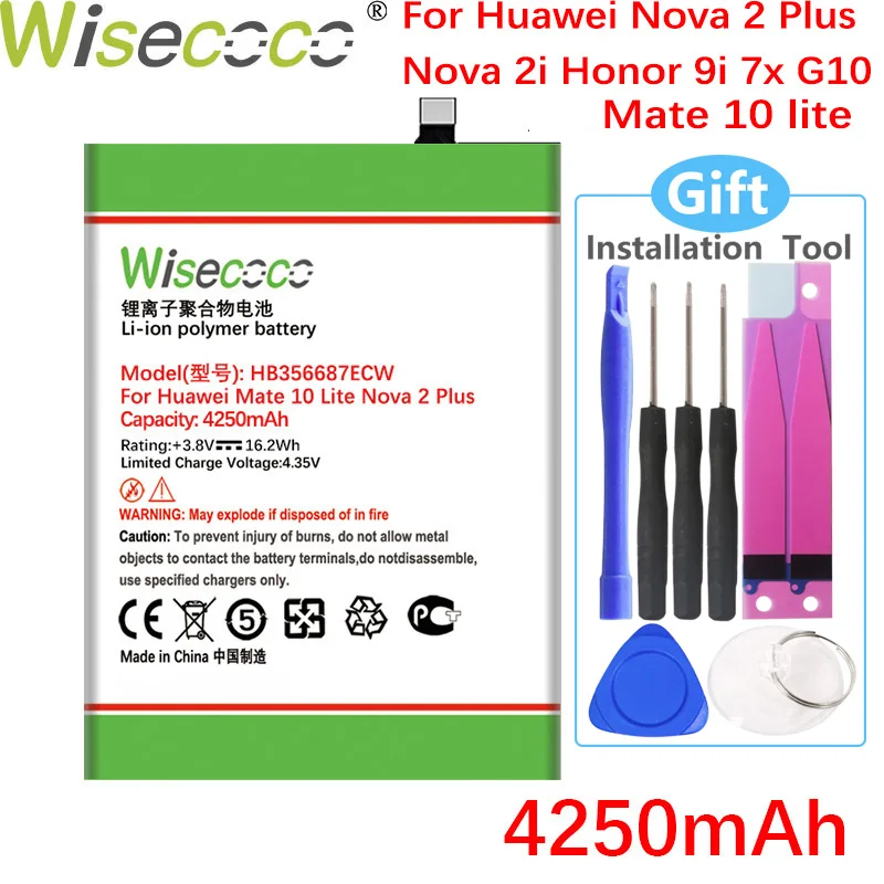 Wisecoco 4250 мАч HB356687ECW батарея для Huawei Nova 2 Plus 2i Honor 9i 7x G10 Mate 10 lite телефон + номер