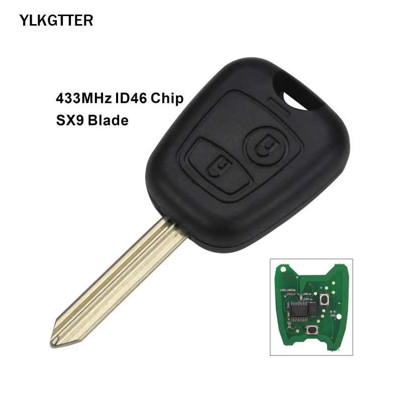 YLKGTTER 2 кнопки дистанционного ключа автомобиля для peugeot 206 207 307 часть Nmber 6554RH с 433 МГц ID46(7961) чип и SX9 лезвие ключа костюм
