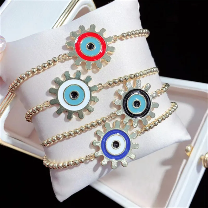 10 шт./лот, высокое качество, латунный браслет, капля масла, Подсолнух, индейка, сглаза, регулируемый браслет, модные ювелирные изделия