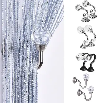 

2pcs Solid Luxury Crystal Ball Glass Curtain Holdback Wall Tie Back Hooks Hanger Holder Curtain Wall Hooks