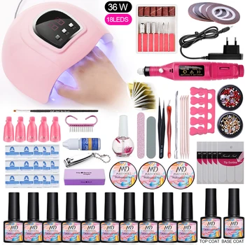 

UV Gel Nail Set with 12 Pcs Soak Off Nail Gel Polish 36W/45W/54W LED Lamp Dryer Electric Nail File Buffer Nail DIY Design Tools