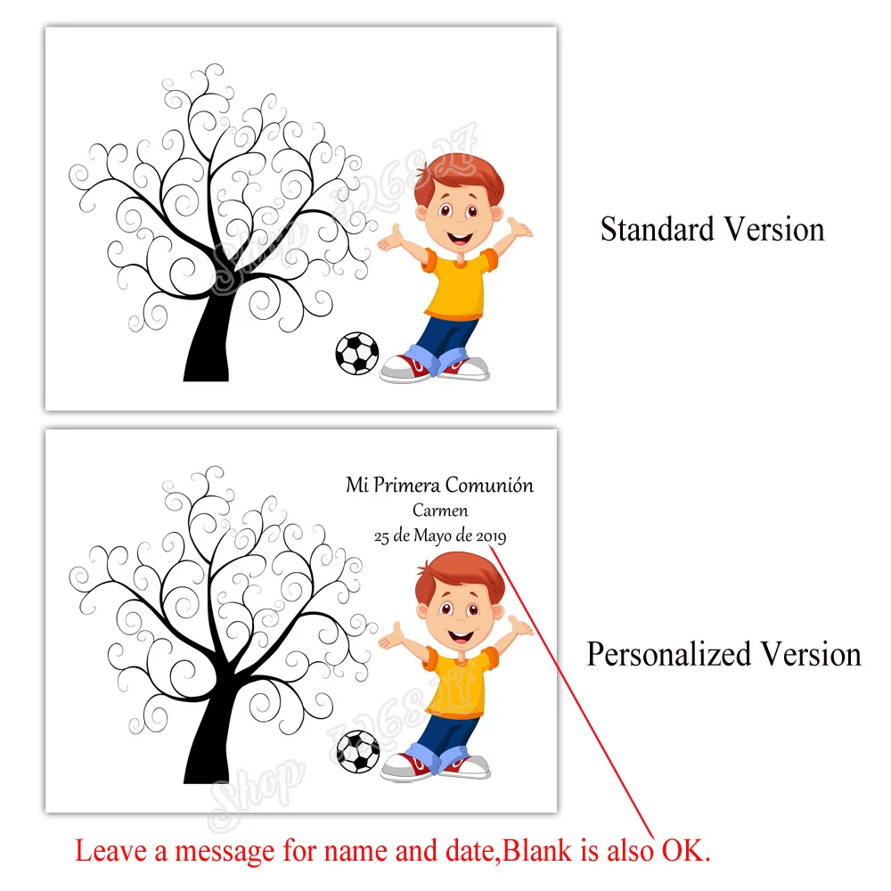 Футбол мальчик девочка бесплатно Пользовательское имя, дата отпечаток пальцев Подпись гость книга DIY Mi Primera Comunion вечерние Декор чернил Pad включены - Цвет: HK270-T