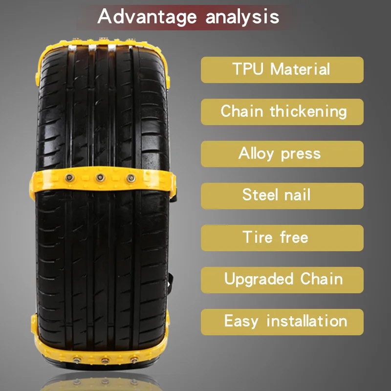 TPU Auto Tire Snow Chains Anti-Skip Belt Safe Driving For Snow Ice Sand Muddy Offroad For Most Car SUV VAN Wheel