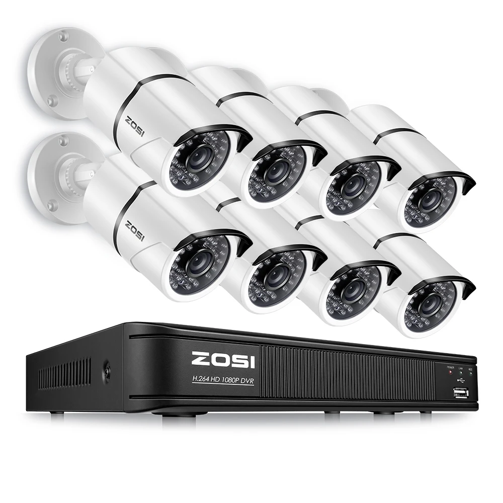 ZOSI HD-TVI 8CH 1080P DVR комплект 2.0MP камеры безопасности Система 8*1080P День ночного видения CCTV Домашняя безопасность без HDD - Цвет: White