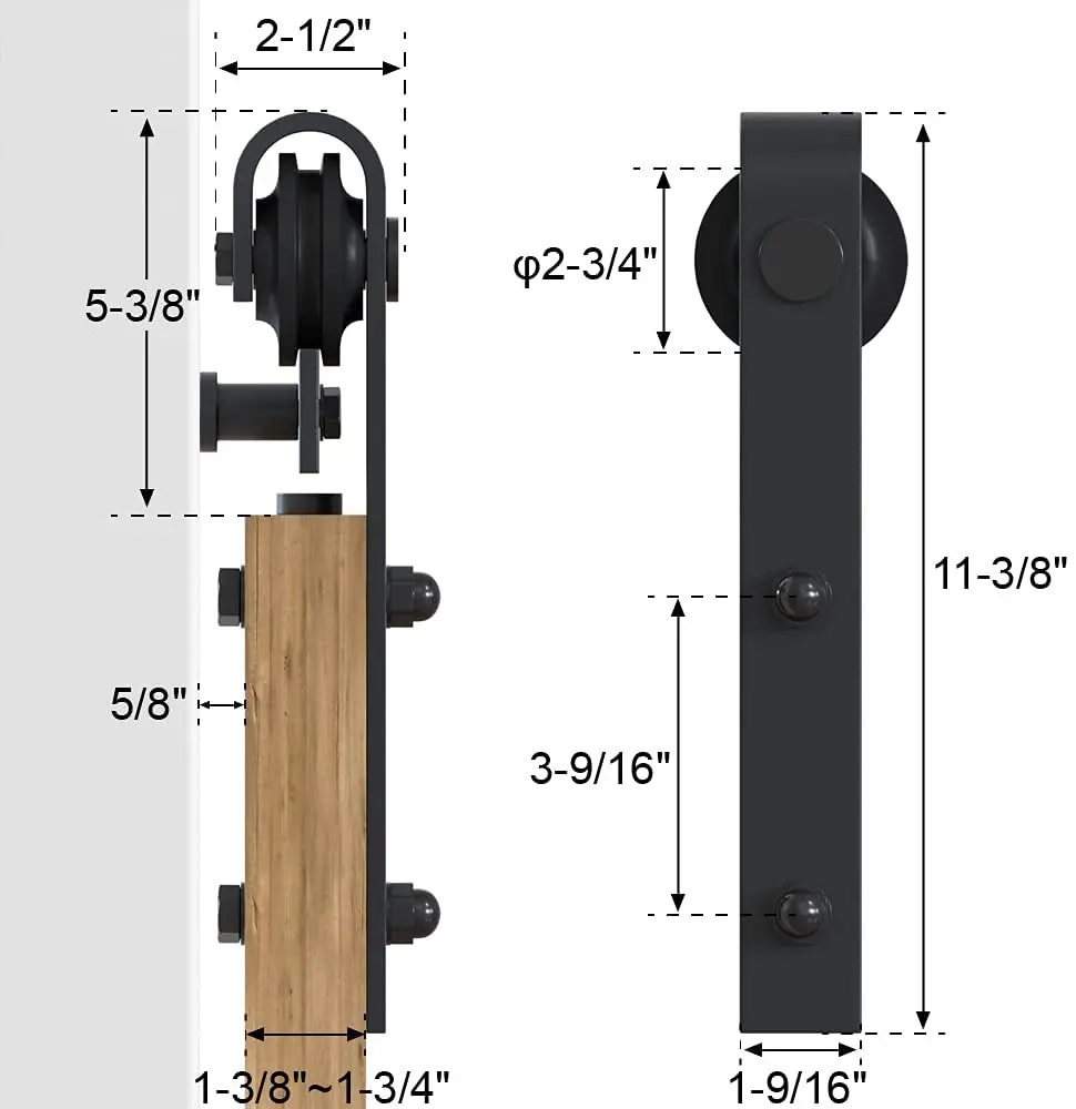 JACHOR 4-16FT J-Shaped Barn Door Slide Hardware Kit Top Hanging Roller Rail Barn Door Fittings Set for Double