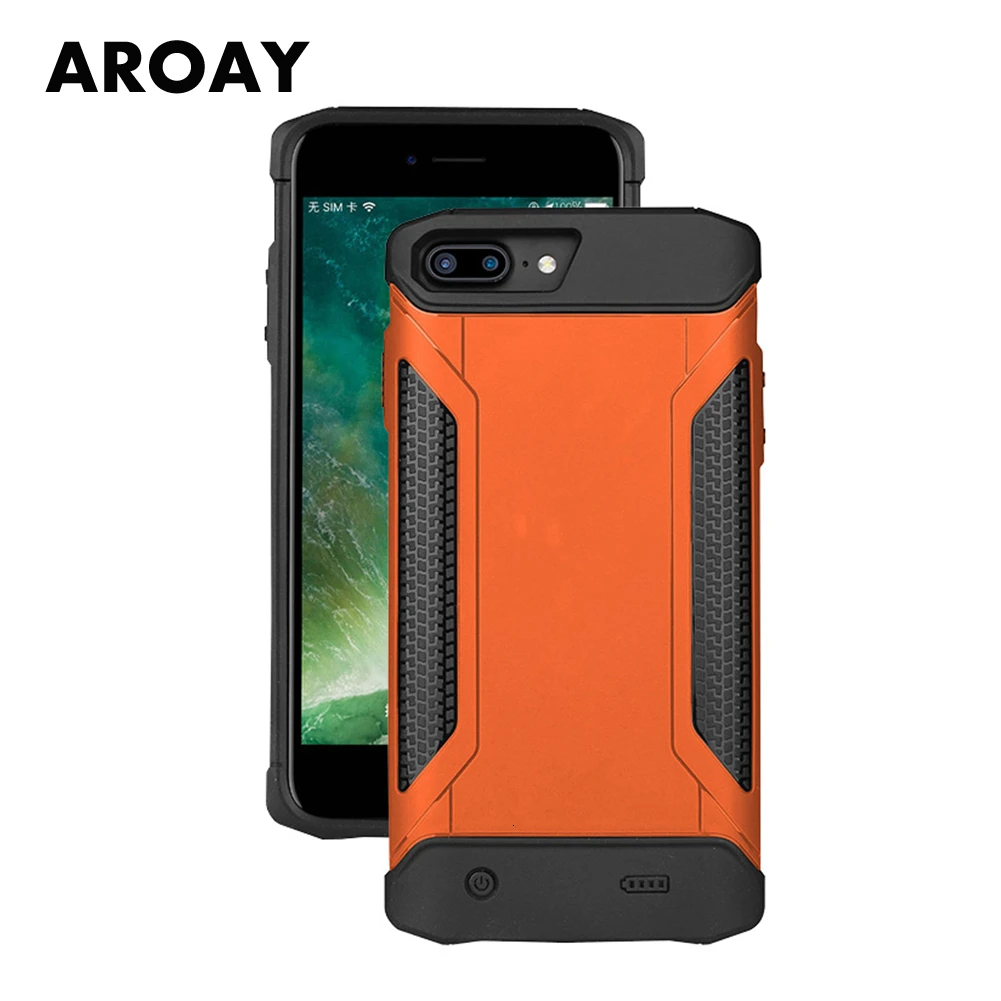 

Aroay 5000mAh Anti-fall Slim Battery Case For iPhone 6 6S 7 8 Plus shockproof Power Bank Charing Back Gray Orange Cover