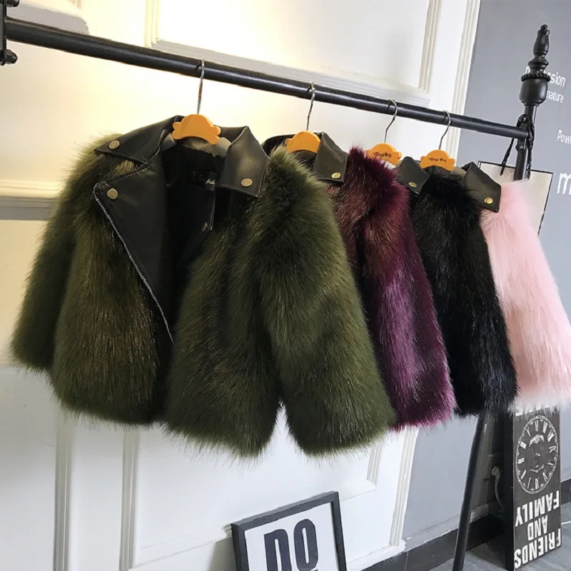

2019 fashion Baby Winter Outerwear & Coats Children's Fur Girls fur Coat Kids Faux Fur Fabric Clothes Fur coat 2-10