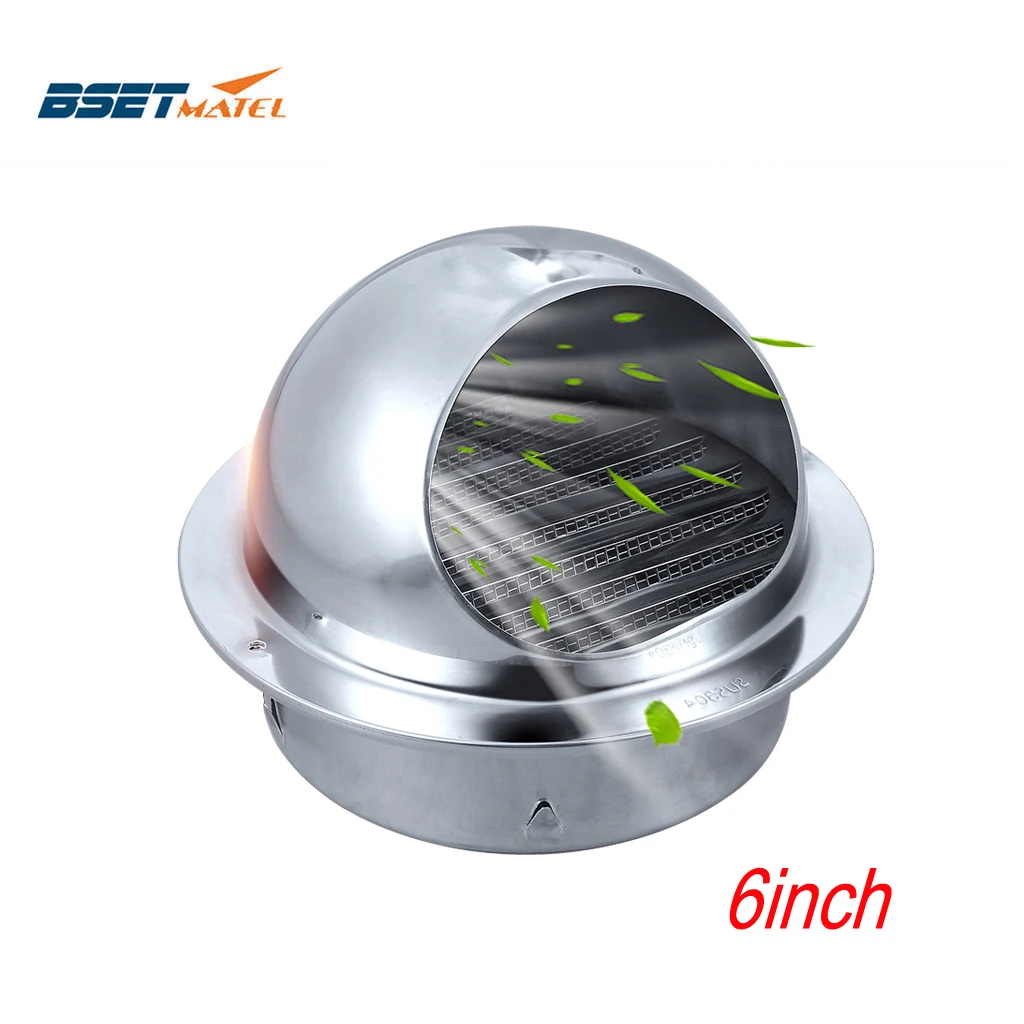 

150mm Stainless Steel 304 Wall Ceiling Air Vent Grille Ducting Ventilation Exhaust Cover Extractor Outlet Louvres Hemisphere Cap