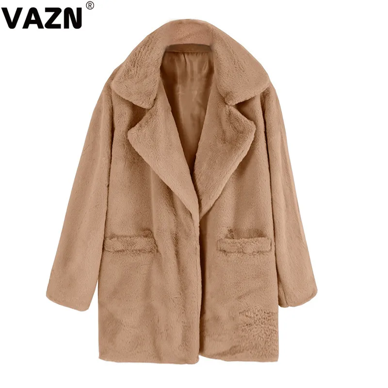 VAZN, шикарный дизайн, зима, сексуальные, женские, 4 цвета, одноцветные, плотные пальто, полный рукав, v-образный вырез, открытая строчка, шерстяные пальто, женское, теплое, новое пальто