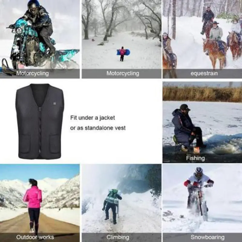  Nuevo chaleco calentador USB chaqueta calentada ropa de invierno para hombre chaleco térmico al air