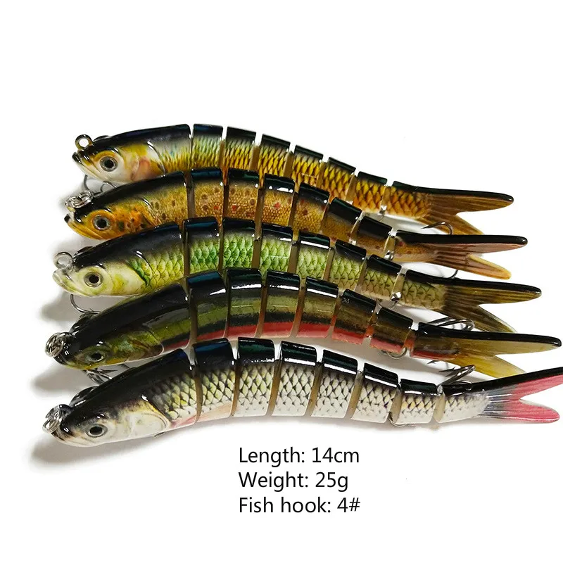 

Sinking Wobblers Fishing Lures 14cm 25g 8 Multi Jointed Swimbait Hard Artificial Bait Pike Bass Fishing Lure Crankbait Minnow