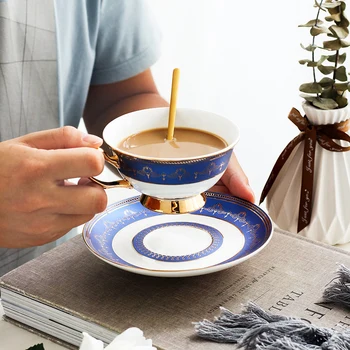 

Coffee Cups with Spoon Set Bone China Tea Cup Saucers Office Coffee Coffee Cup and Saucer Sets Household Tea Set Coffee Supplier