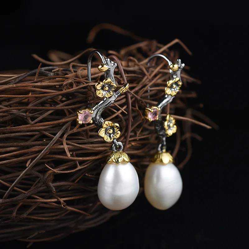 

OBEI Baroque Peal Reto Plossom Design Drop Earrings Manual Customization For Elegant Women Anniversary Fine Jewelry Cute Gift