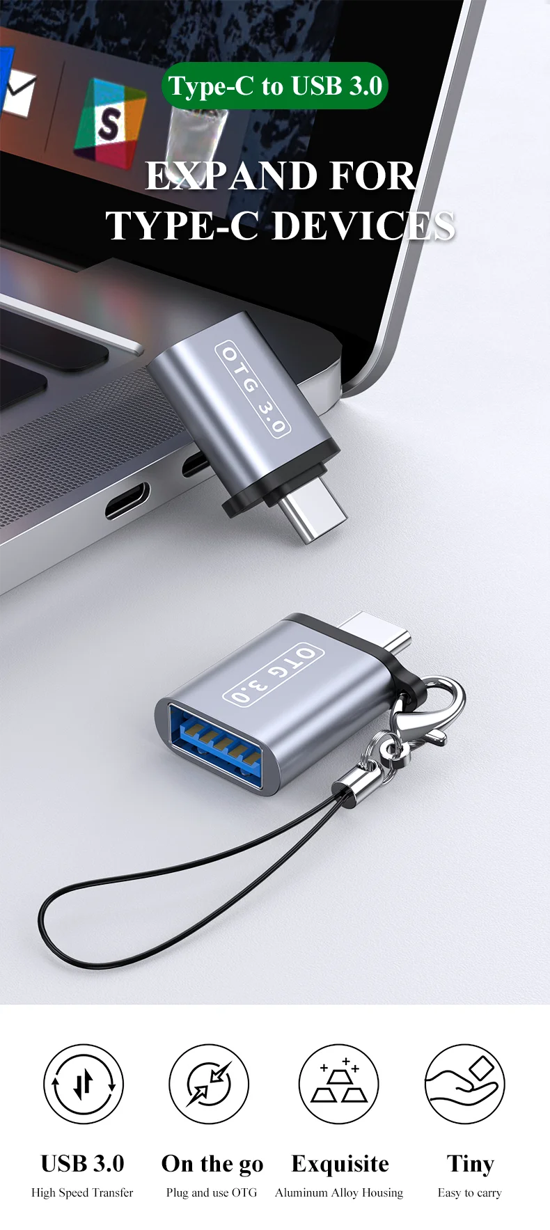Câble Adaptateur USB-C Vers USB-A OTG Pour Oppo A52 - USB C Mâle