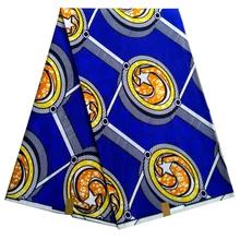 Kwanzaa Print Fabric African Ankara High Quality Wax Polyester Blue Fabric For Party Dress