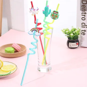 

Cartoon Clouds With Owl Shape PVC Straw 4 Sticks Festive Party Birthday Decoration Disposable Tableware Festive Party Supplies