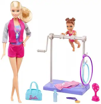 

Original Barbie doll gymnastics coach kit gift box girls play every princess change toy FXP39