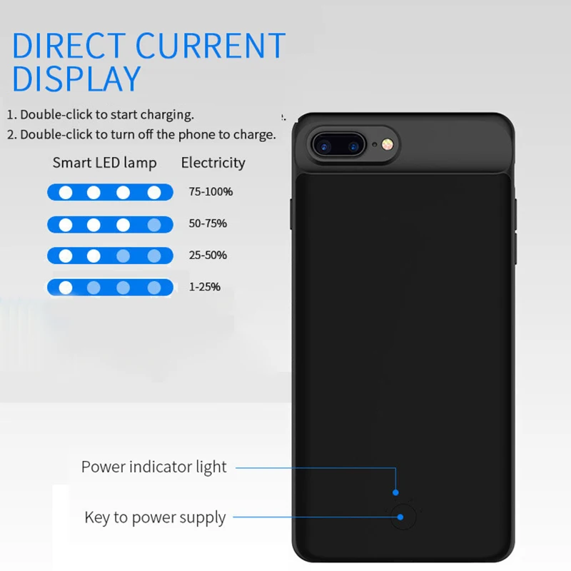 3700/5000/7000 мА/ч ультра тонкий Батарея чехол для iPhone 6 7 8 6s плюс Зарядное устройство