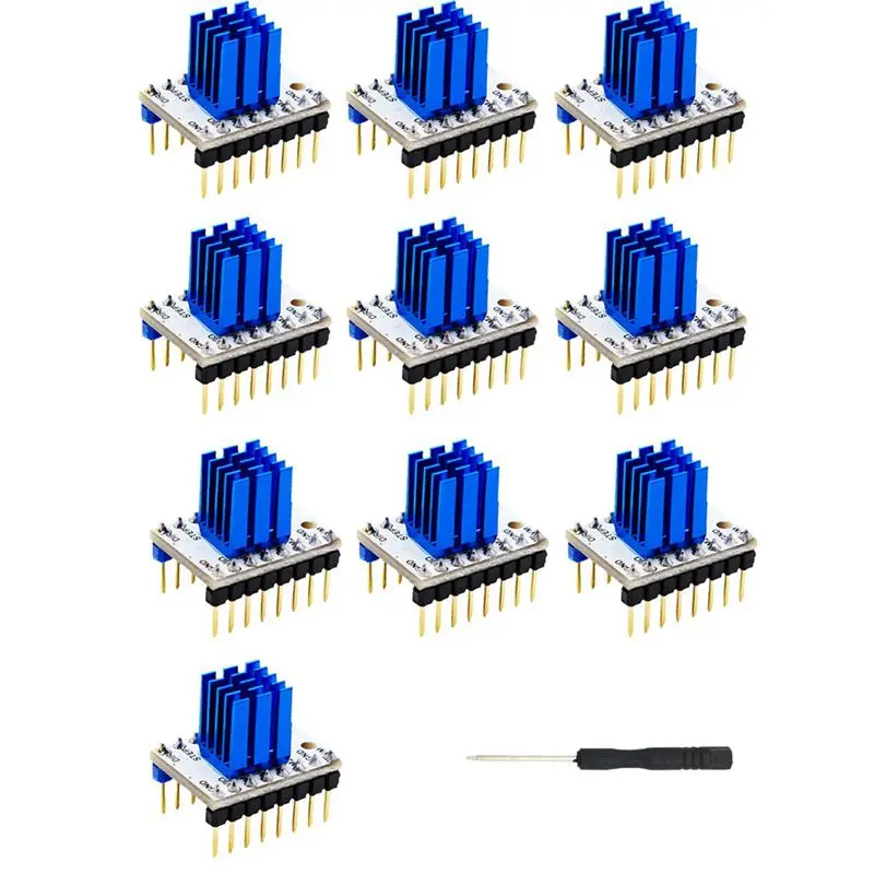 10 шт. TMC2208 V1.0 Драйвер шагового двигателя Модуль контроллера вкл. 10x радиатор 1x отвертка 3d принтер набор аксессуаров