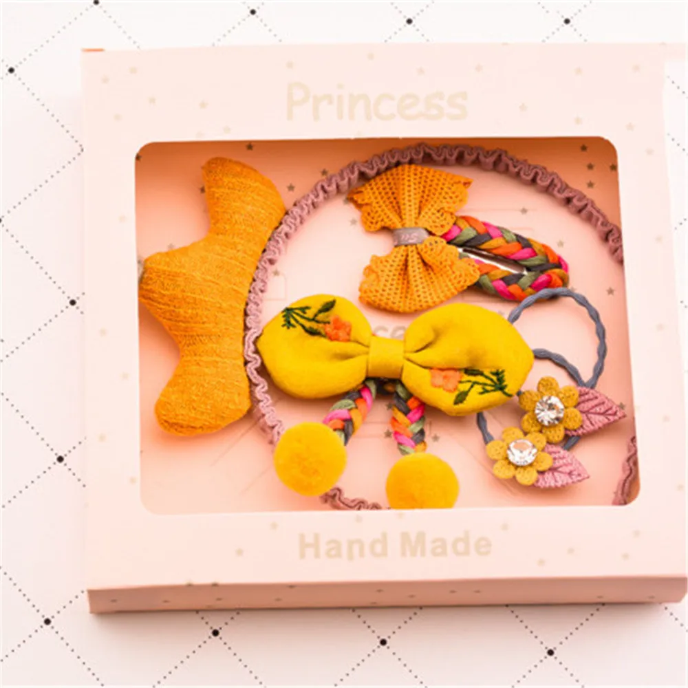 

Version Of Fairy Tale Princess Children's Hair Accessories Set Crown Headband Bow Knot Hairpin Flower Hair Tie Combination
