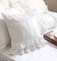 Housse de coussin de luxe en coton 100%, taie d'oreiller à volants, broderie européenne, faite à la main, de noël, pour canapé 4