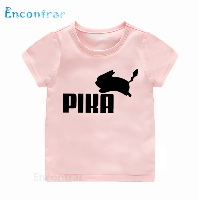 Modal Pink Новая детская футболка с логотипом «Покемон го пика» Детская футболка забавная летняя одежда с Пикачу для мальчиков и девочек HKP5527 - Цвет: Modal Pink