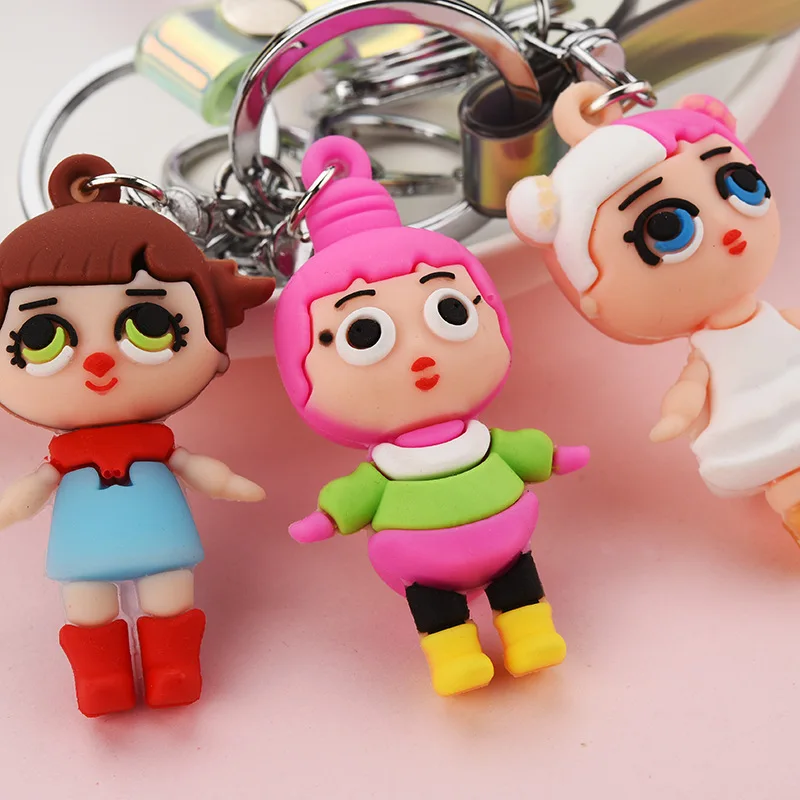 Мягкий пластиковый креативный брелок для девушек Милая мультяшная кукла-сюрприз брелок цепочка Кулон маленький подарок на день рождения K2320