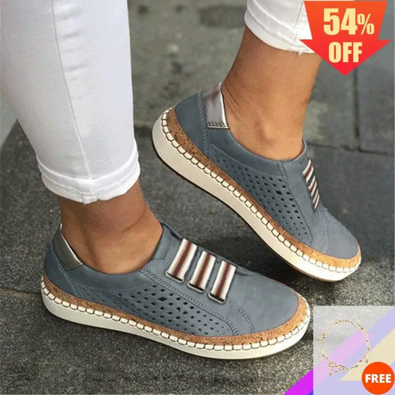 Женские кроссовки без шнуровки повседневные дышащие летние туфли на плоской